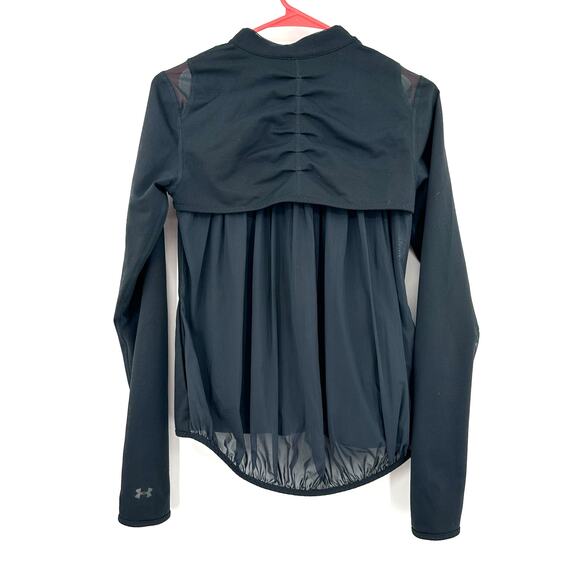 Under Armour Size Small Petite Jacket Black Fitted Semi Sheer Vented Zip Up - Picture 2 of 4